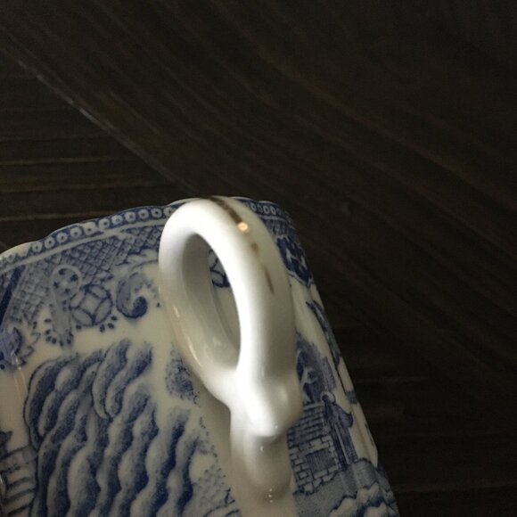 Royal Sutherland England Two Delft Blue Porcelain Cups and Biscuit Plate - Picture 14 of 14